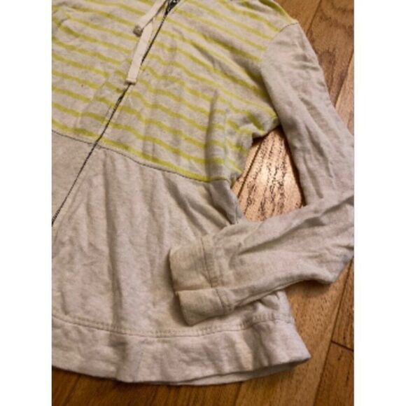 Saturday Sunday Women's yellow Striped beige Hooded Zip-Up Jacket Size Medium - Picture 3 of 10